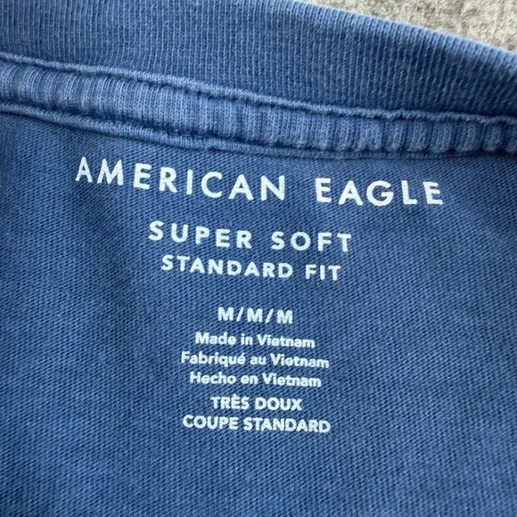 American Eagle Long Sleeve T-Shirt Women Medium Blue Super Soft Logo Graphic - Picture 2 of 7